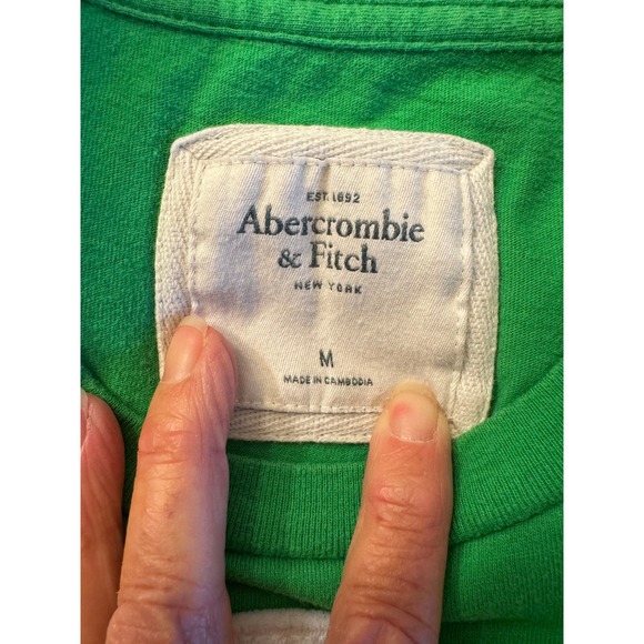 Abercrombie Fitch Babydoll Y2k T shirt Green Size M Preppy Holiday Layers 90's - Picture 5 of 8
